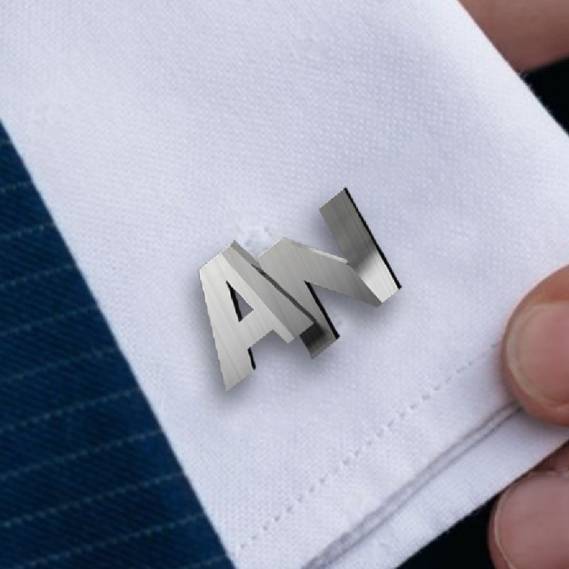 Klasyczne srebrne spinki mankietowe z monogramem – personalizowane, autorski wzór