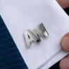 Klasyczne srebrne spinki mankietowe z monogramem – personalizowane, autorski wzór